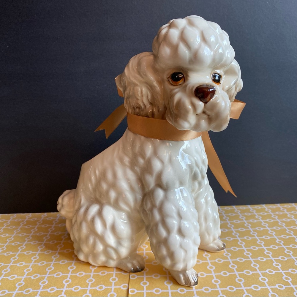 Vintage Relpo Poodle Dog Planter #2030 Japan Mid Century Ceramic Figurine